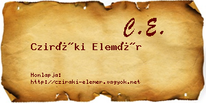 Cziráki Elemér névjegykártya